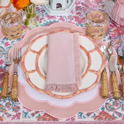 Clearance Mrs. Alice Pink Petal Bamboo Dinner Plates (Set Of 4)