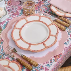 Outlet Mrs. Alice Pink Petal Bamboo Dinner & Starter Plates (Set Of 8)