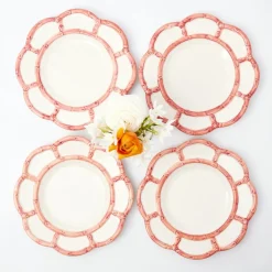 Outlet Mrs. Alice Pink Petal Bamboo Starter Plates (Set Of 4)