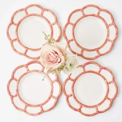 Outlet Mrs. Alice Pink Petal Bamboo Starter Plates (Set Of 4)