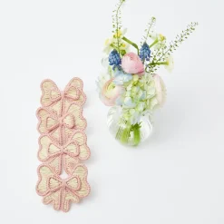 New Mrs. Alice Pink Rattan Napkin Bow (Set Of 4)