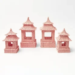 Discount Mrs. Alice Pink Rattan Pagoda Lantern Set