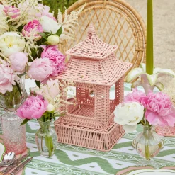 Discount Mrs. Alice Pink Rattan Pagoda Lantern Set