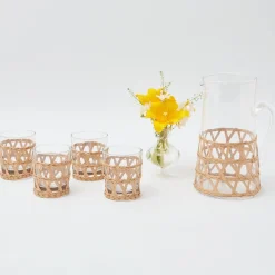Best Mrs. Alice Raffia Water Glasses & Jug Set