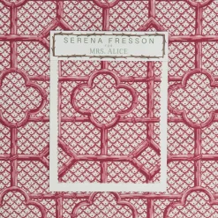 Clearance Mrs. Alice Raspberry Pink Bamboo Trellis Fabric