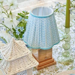 Clearance Mrs. Alice Rechargeable Lamp With Baby Blue Lotus Lampshade
