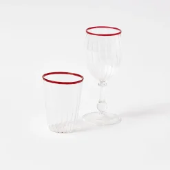 Sale Mrs. Alice Red Rim Glassware (Set Of 8)