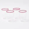Hot Mrs. Alice Red Rim Water Glasses (Set Of 4)
