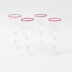 New Mrs. Alice Red Rim Wine Glasses (Set Of 4)
