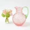 Best Mrs. Alice Rose Hobnail Jug With Emerald Handle & Glasses (Set Of 6)