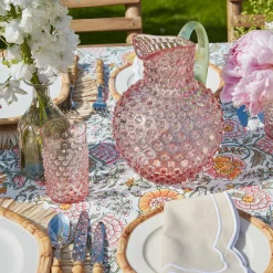 Best Mrs. Alice Rose Hobnail Jug With Emerald Handle & Glasses (Set Of 6)