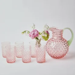 Mrs. Alice Rose Hobnail Jug With Emerald Handle