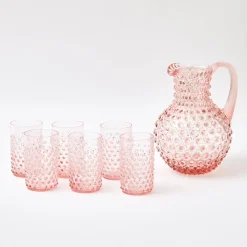 New Mrs. Alice Rose Pink Hobnail Glasses (Set Of 6)