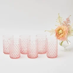 New Mrs. Alice Rose Pink Hobnail Glasses (Set Of 6)