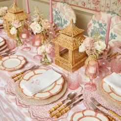 Best Mrs. Alice Rose Pink Hobnail Water Glasses & Jug Set