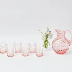 Discount Mrs. Alice Rose Pink Hobnail Water Glasses & Jug Set
