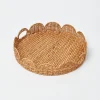 Mrs. Alice Round Rattan Scalloped Tray