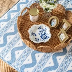 Mrs. Alice Round Rattan Scalloped Tray