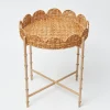 Sale Mrs. Alice Round Scalloped Rattan Tray With Stand