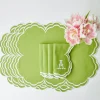Clearance Mrs. Alice Serena Apple Green Scalloped Placemats (Set Of 4)