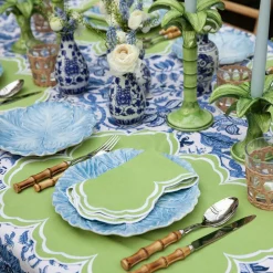 Clearance Mrs. Alice Serena Apple Green Scalloped Placemats (Set Of 4)