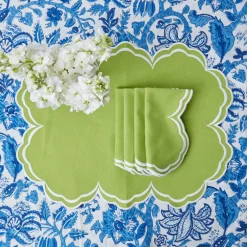Sale Mrs. Alice Serena Apple Green Scalloped Napkins (Set Of 4)