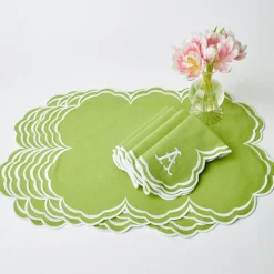 Sale Mrs. Alice Serena Apple Green Scalloped Napkins (Set Of 4)