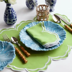 Sale Mrs. Alice Serena Apple Green Scalloped Napkins (Set Of 4)