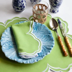 Sale Mrs. Alice Serena Apple Green Scalloped Napkins (Set Of 4)