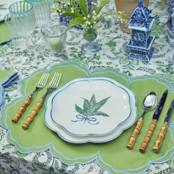 Discount Mrs. Alice Serena Apple Green With Blue Placemats (Set Of 4)