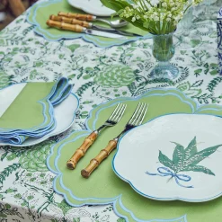 Discount Mrs. Alice Serena Apple Green With Blue Placemats (Set Of 4)