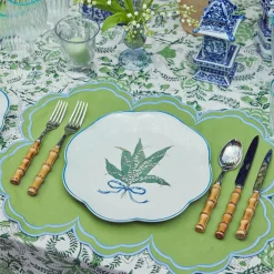 Discount Mrs. Alice Serena Apple Green With Blue Placemats (Set Of 4)
