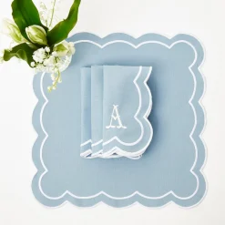 Hot Mrs. Alice Serena Applique Blue Napkins (Set Of 4)