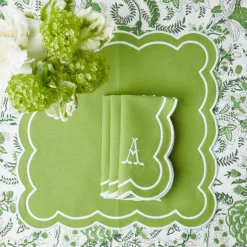 Clearance Mrs. Alice Serena Applique Green Napkins (Set Of 4)