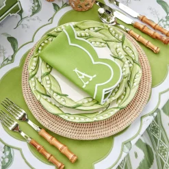 New Mrs. Alice Serena Applique Green Placemats & Napkins (Set Of 4)