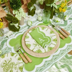 New Mrs. Alice Serena Applique Green Placemats & Napkins (Set Of 4)