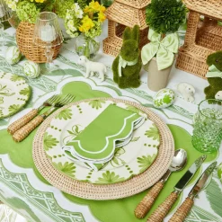 New Mrs. Alice Serena Applique Green Placemats & Napkins (Set Of 4)