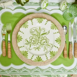 New Mrs. Alice Serena Applique Green Placemats & Napkins (Set Of 4)