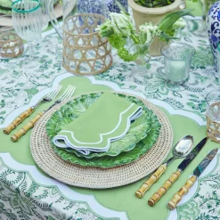 New Mrs. Alice Serena Applique Green Placemats & Napkins (Set Of 4)