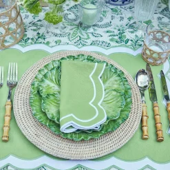 New Mrs. Alice Serena Applique Green Placemats & Napkins (Set Of 4)
