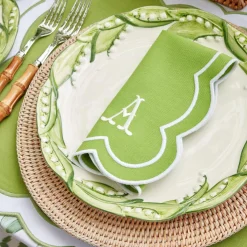 New Mrs. Alice Serena Applique Green Placemats & Napkins (Set Of 4)
