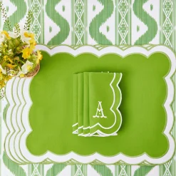 Clearance Mrs. Alice Serena Applique Green Placemats (Set Of 4)
