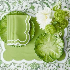 Clearance Mrs. Alice Serena Applique Green Placemats (Set Of 4)