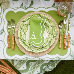 Clearance Mrs. Alice Serena Applique Green Placemats (Set Of 4)