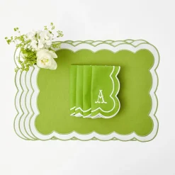 Clearance Mrs. Alice Serena Applique Green Placemats (Set Of 4)
