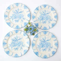 Mrs. Alice Seville Blue Gardenia Dinner Plate (Set Of 4)