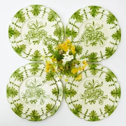 New Mrs. Alice Seville Green Gardenia Dinner & Starter Plates (Set Of 8)