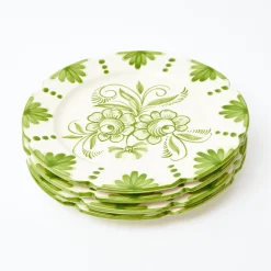 New Mrs. Alice Seville Green Gardenia Dinner & Starter Plates (Set Of 8)