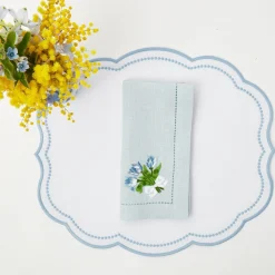 Hot Mrs. Alice Sky Blue Linen Tulip Napkins (Set Of 4)