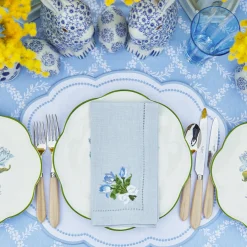 Hot Mrs. Alice Sky Blue Linen Tulip Napkins (Set Of 4)